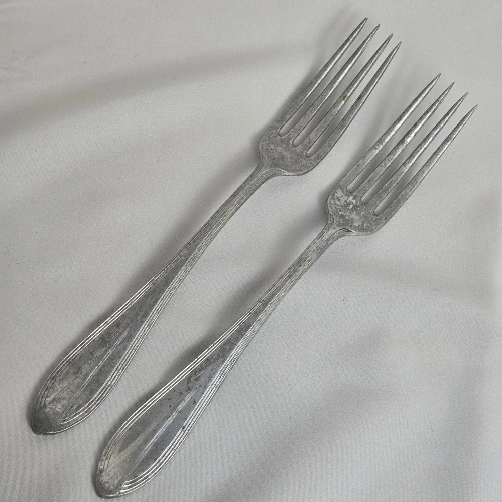 German Aluminum Forks, Set of 2, Marked‎ DEP ALUM, 8